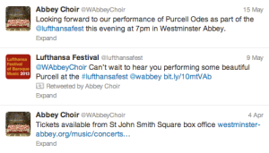 Tweets from the choir.